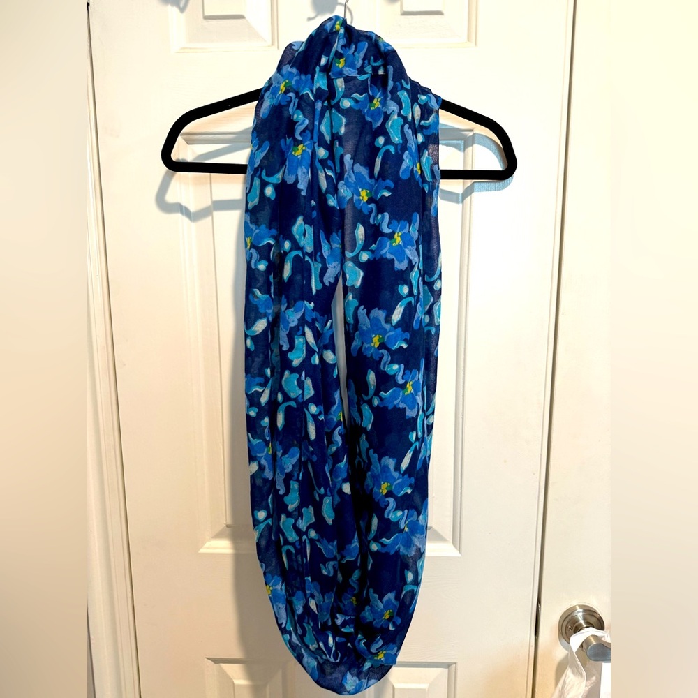 Blue Floral Infinity Scarf
